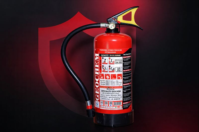 ABC powder fire extinguisher providing reliable fire suppression performance